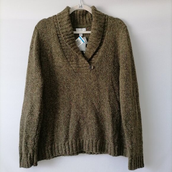 NWT Charter Club Womens Olive Green V-Neck Cozy Pullover Sweater Size X-Large - Picture 1 of 6